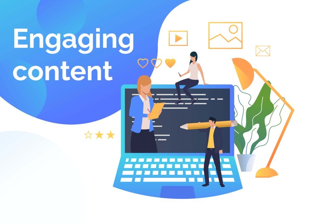 business people creating engaging content